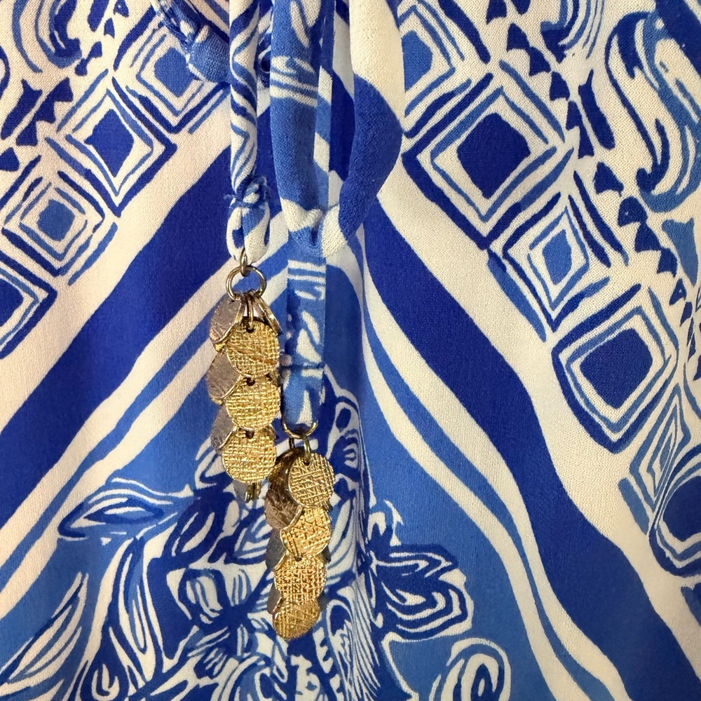 $258 Lilly Pulitzer Miraflora Blue Crush Open Water Engineered Maxi Dress sz L - Picture 4 of 7